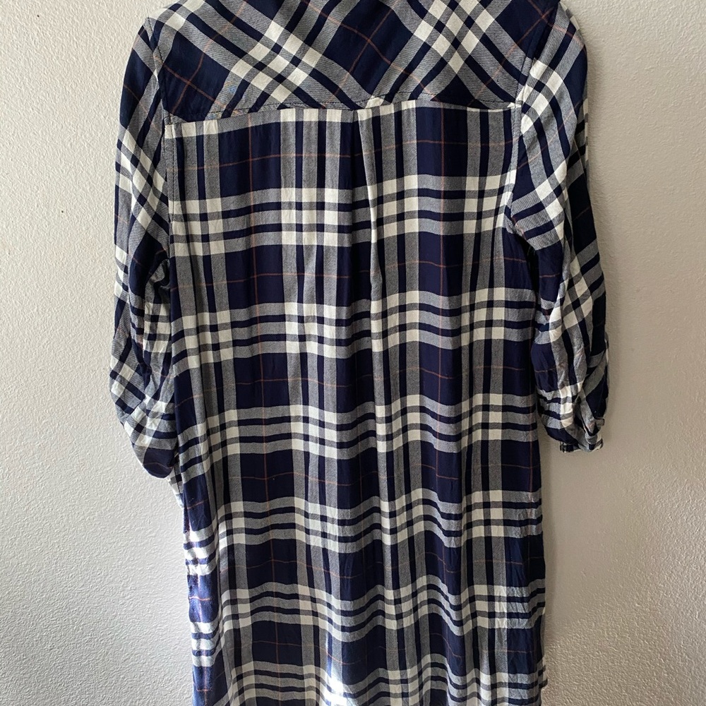 Plaid button down tunic length